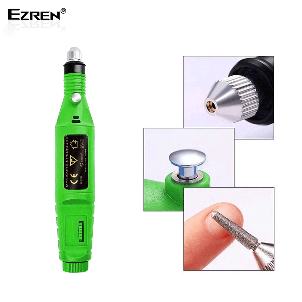 Ezren EZ-2022 Mesin Mini Grinder Grafir Bor Potong Ukir Kuku (Hijau)