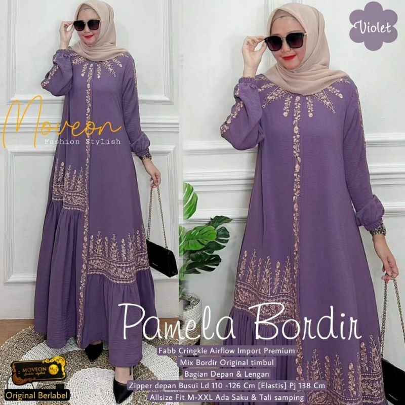 Pamela bordir Jehana bordir Lasmi gamis crinkle bordir premium