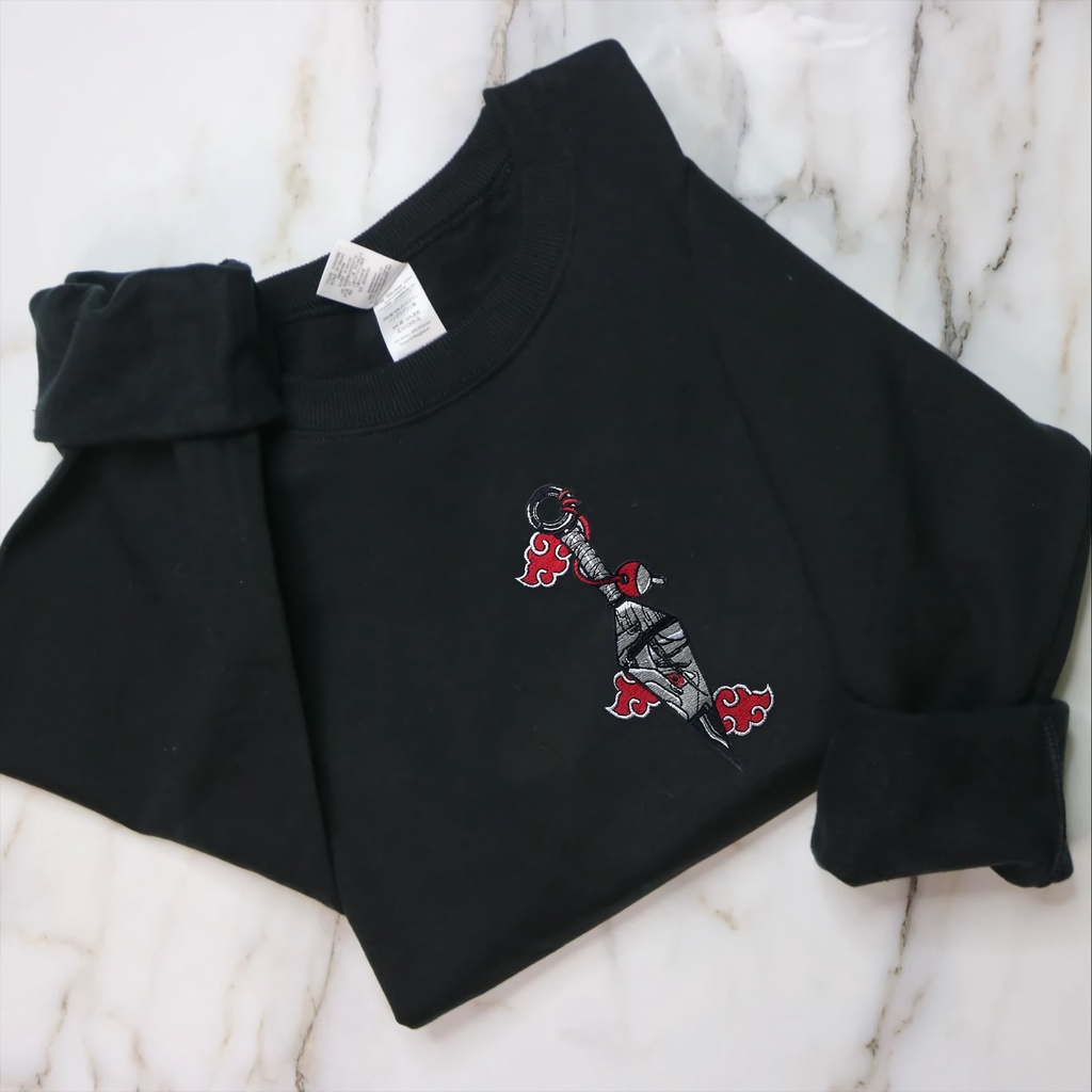 Crewneck Kunai Akatsuki Embroidery Anime Manga Naruto shipuden