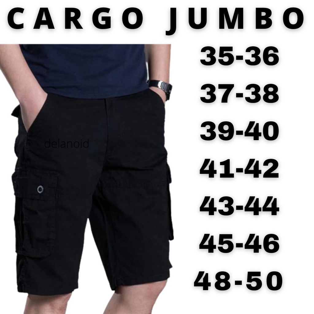Celana Cargo Pendek Pria Jumbo Big Size 36-50 Bahan streetch Melar/Celan Pdl Gunung Cowok Jumbo Kantong sampig