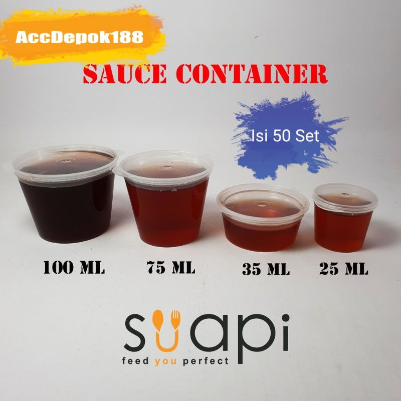 Sauce Container 75 ml SUAPI /Cup Sambal/Cup Saos/Tempat Saos Plastik Isi 50 Pcs