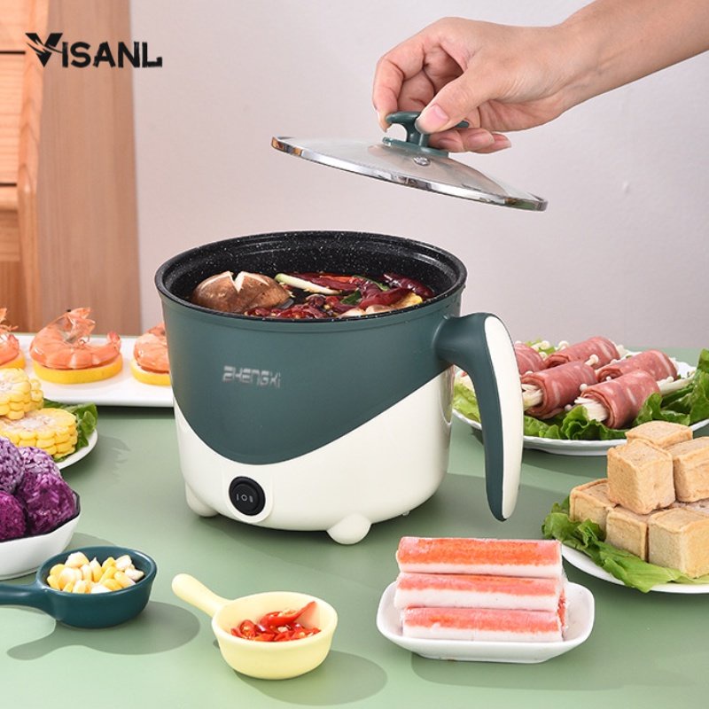 Panci Listrik Multifungsi Dengan Kukusan 1.8L / Electric Pan Fry Pan Portable Panci Listrik Serbaguna