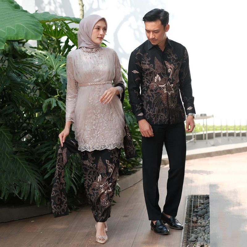 NEW ARRIVAL | Set Batik Kebaya - Batik Couple Vanila Tulle Payet | Kebaya Couple Modern | Kebaya Lamaran