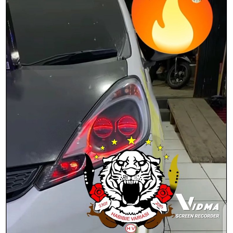 Headlamp Honda Jazz 2008-2014 Doubel Projector Proji Biled Demon Eyes Laser.Lampu Custom Honda Jazz 