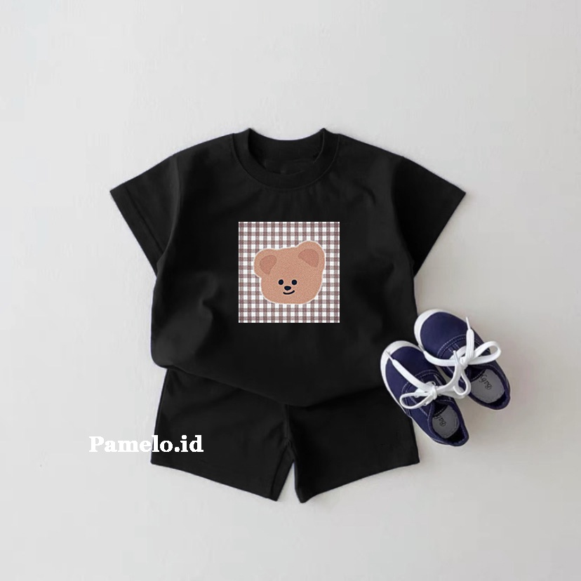 Pamelo.id Set Anak Korean Bear / Fashion Anak / Stelan baju anak / Korea Style / Set Balita / Set Anak Unisex