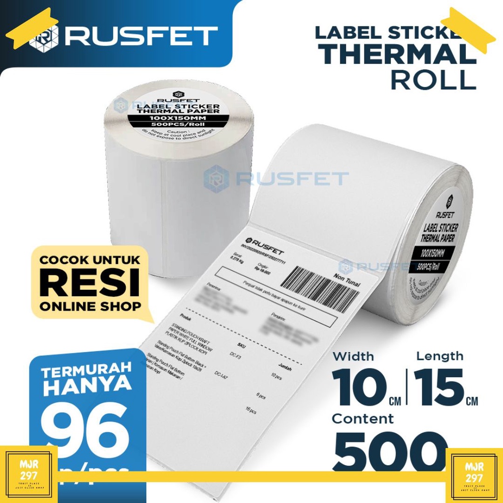 

KERTAS LABEL STICKER THERMAL RESI STIKER TERMAL BARCODE ROLL RUSFET