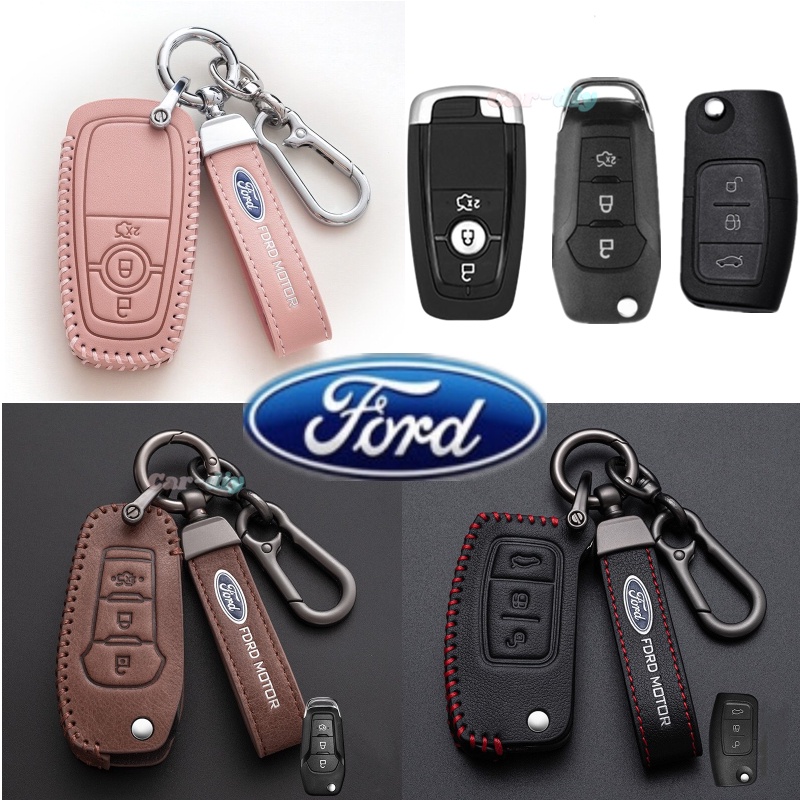 Casing Kunci Remote Mobil Bahan Kulit Untuk Ford Fiesta Focus 2 Ecosport Kuga Escape Falcon B-Max C-Max