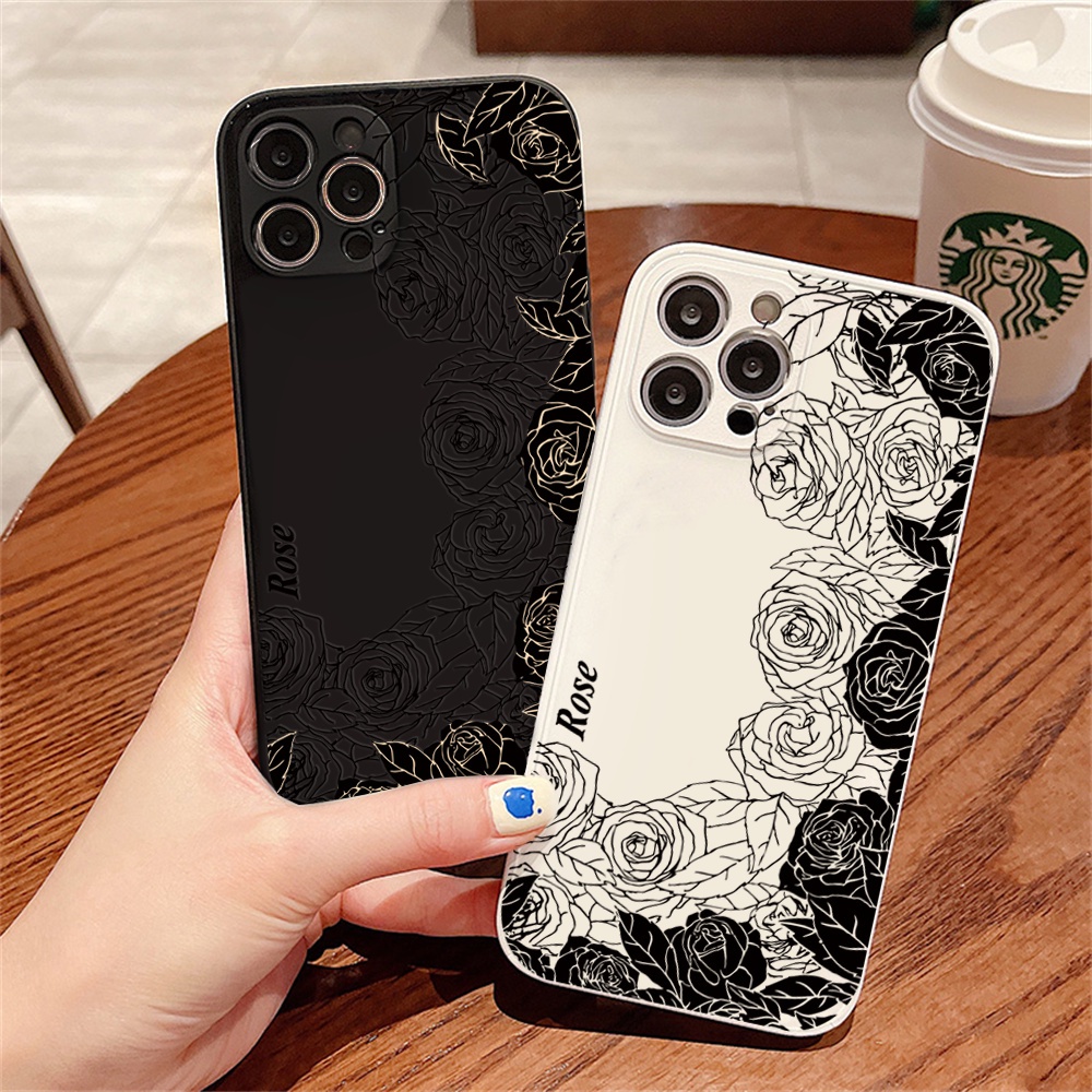 Redmi Note 11S 11 Pro Redmi 10C 10A 9C 9T 9A Note10 5G Note10S Note9 Note8 Note7 Poco M3 Pro X3 Pro NFC Hitam Putih Line Rose Simple Lembut Silikon Anti Rontok Case