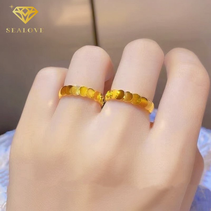 Cincin Titanium Premium Lapis Emas 18K cicin wanita anti karat perhiasan aksesoris Korea