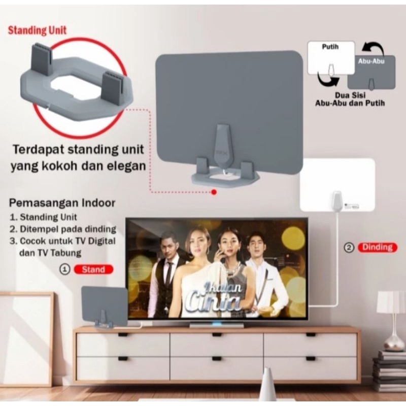 Antena TV Digital Analog Digital Indoor Dinding DVBT2 + Bostet PX UDA-3100A