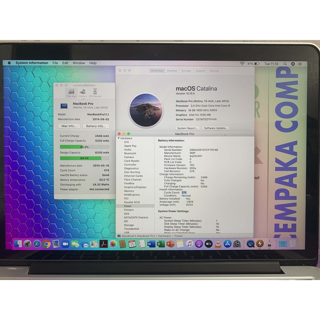 Macbook Pro Retina 13in Late 2013 i5 16GB SSD 128GB