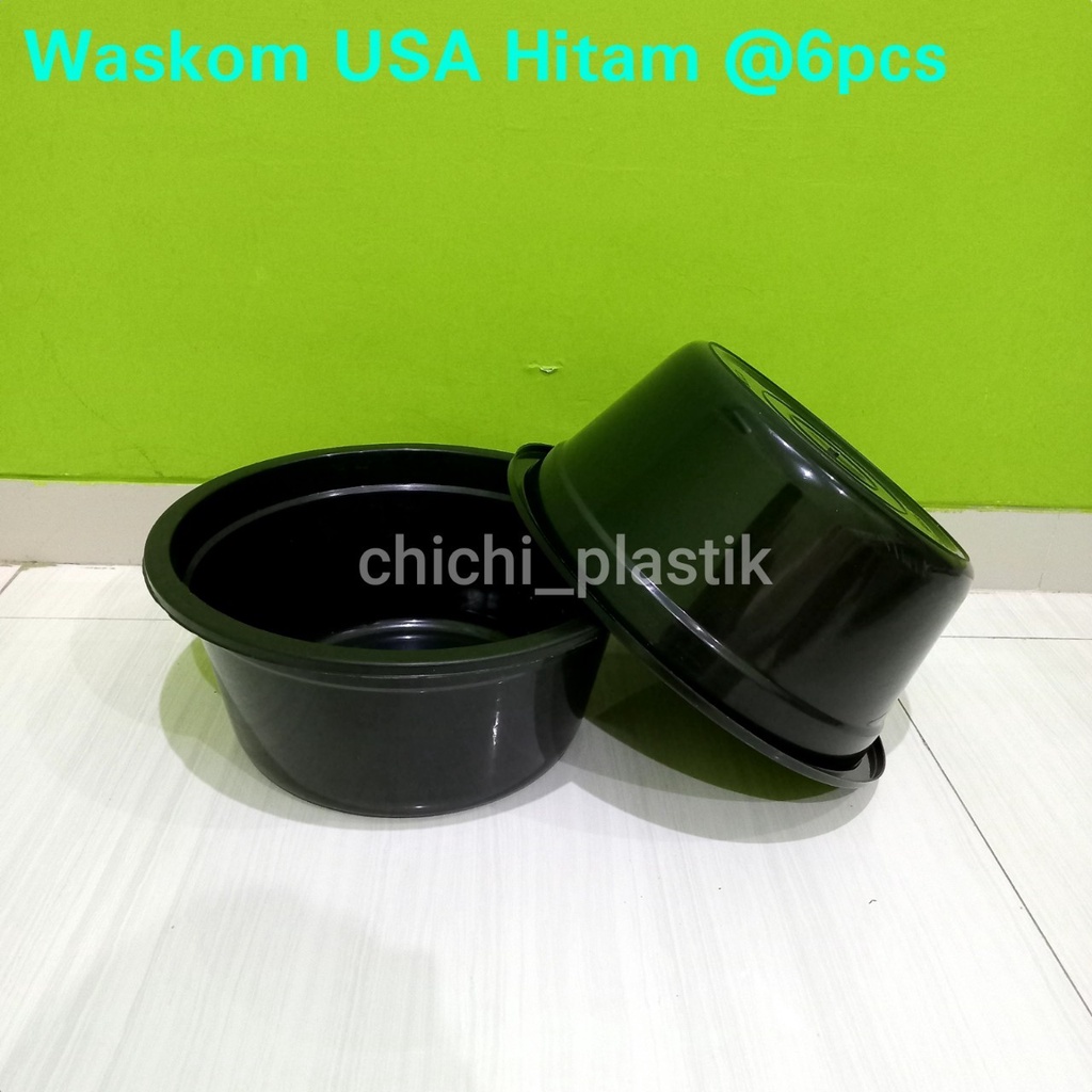 Isi 6 PCS!! Waskom USA Hitam /Waskom Plastik/Waskom berkatan / Bak cuci