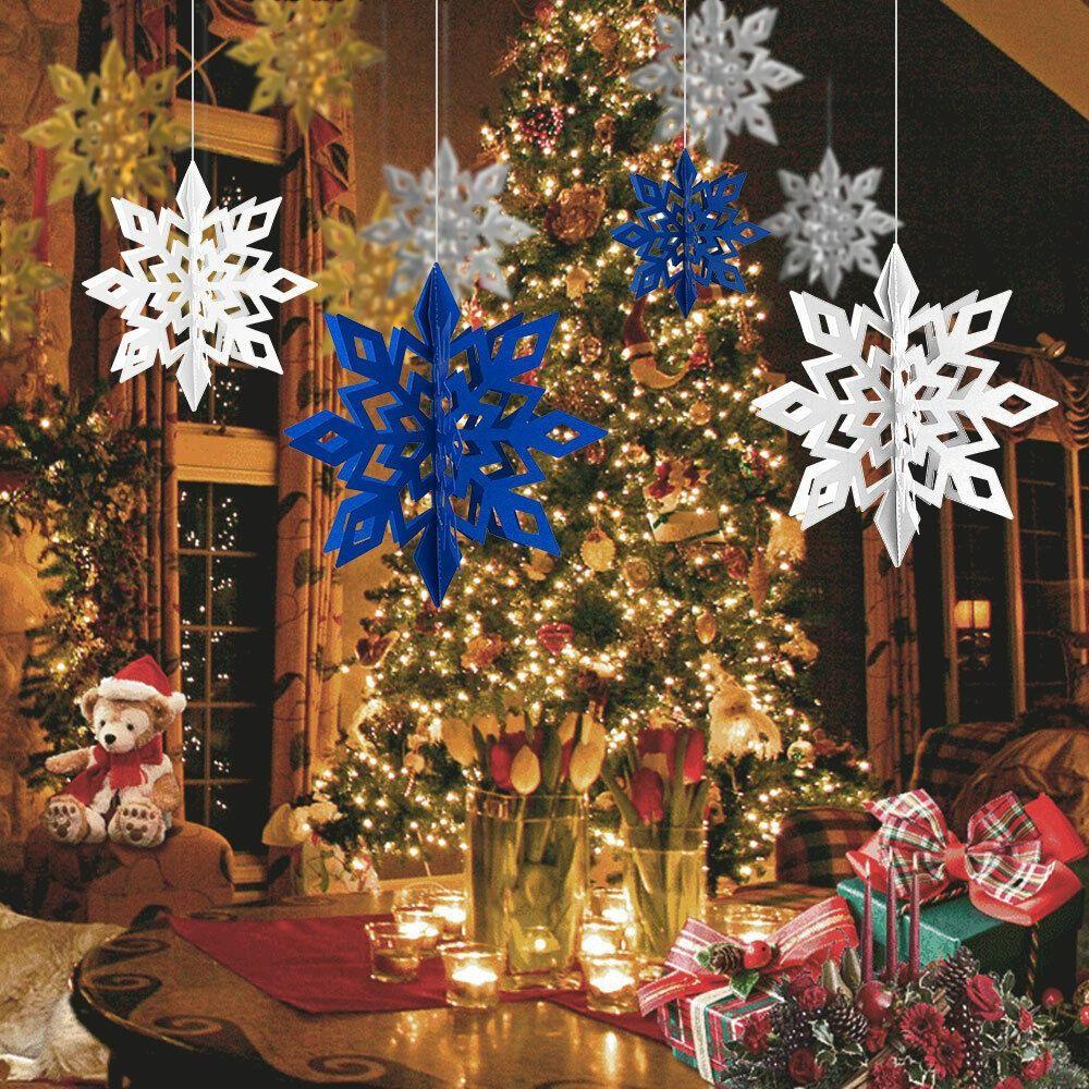 Top 6PCS 3D Artifisial Snowflake Tahun Baru Gantung Dekorasi Natal Palsu Snow Decor