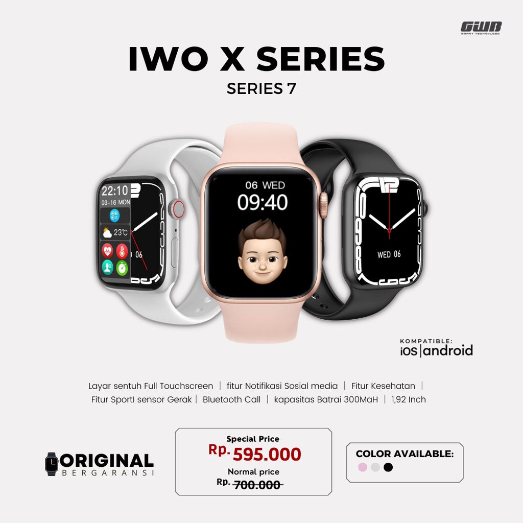 BERGARANSI. IWO WATCH X SERIES (BISA TELEPON DARI JAM) SMARTWATCH MS