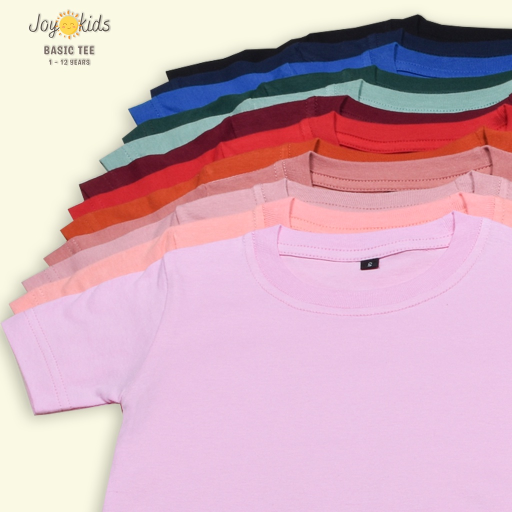 Joy Kids Kaos Anak anak Polos Lengan Pendek Unisex Premium Cotton 30S Warna Terbaru 1-12 Tahun