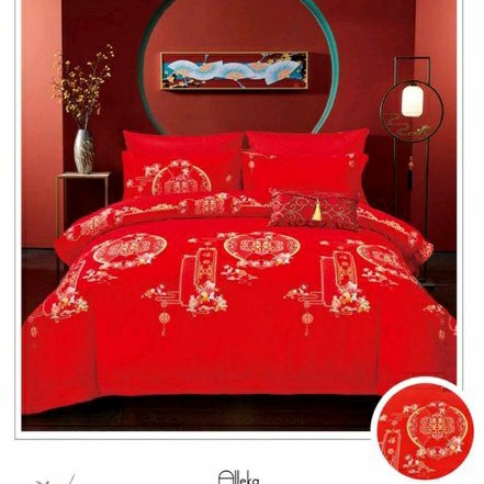 Sprei &amp; Bedcover Imlek Sprei Merah Oriental Sincia Tahun Baru China