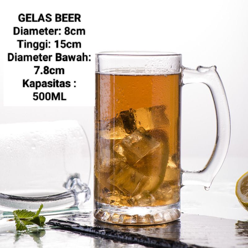 Gelas Beer / Gelas Air Minum / Gelas Bir / Beer Mug Kuat Tahan Panas 500 ML