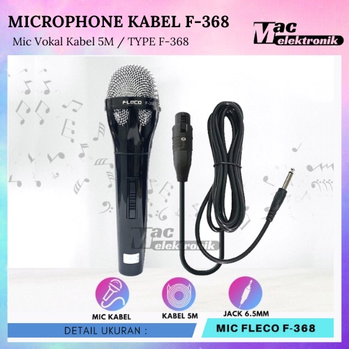 Microphone Kabel 5 METER / MIC DYNAMIC / Mic Kabel Karaoke Kabel Suara Jernih TYPE F-368/MIC KABEL MODER TERBARU FLECO