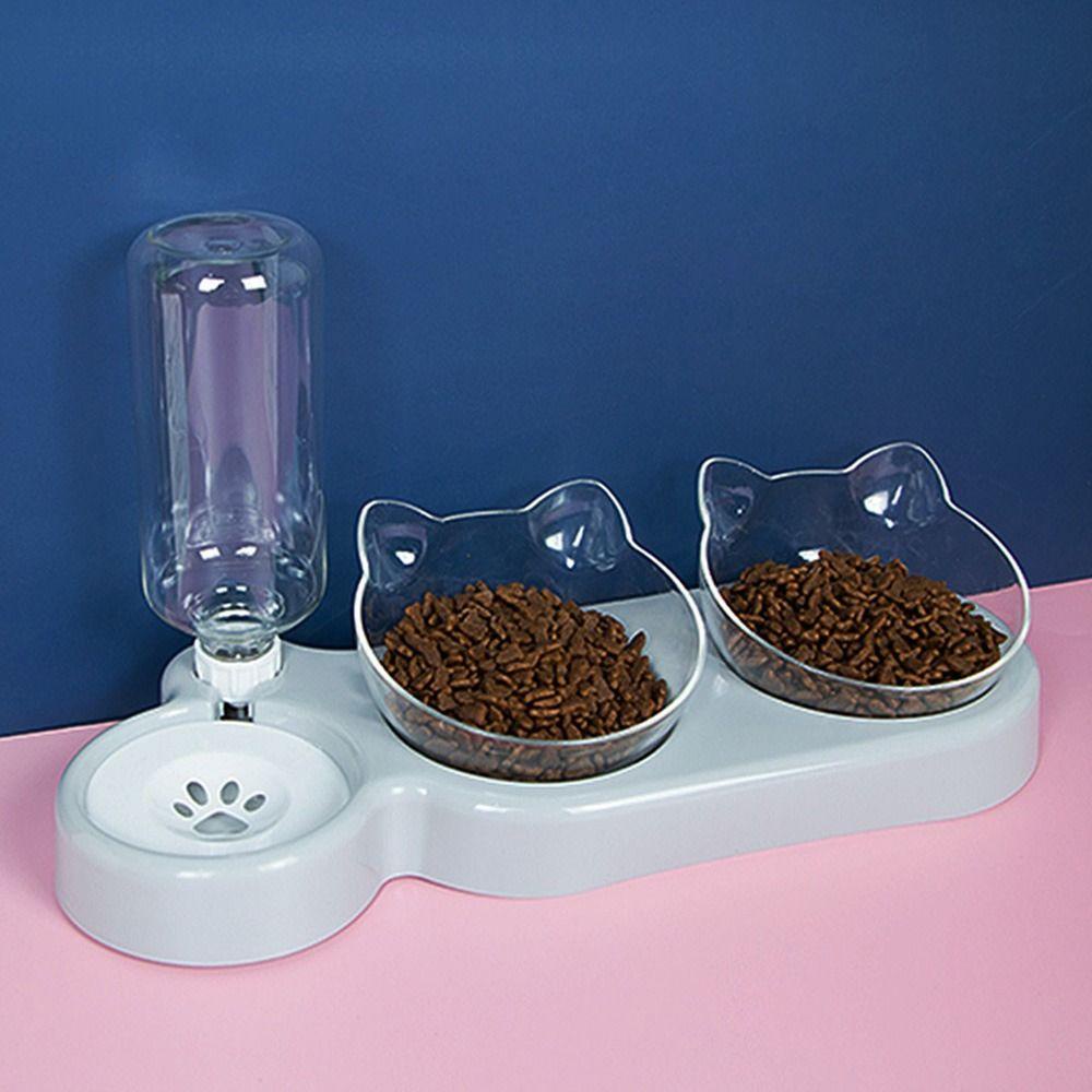 [Elegan] Dog Elevated Bowls Automatic Feeder Double Bowl Cangkir Makan Minum Raised Stand Dogs Feeders Dish Bowl Mangkuk Hewan Peliharaan