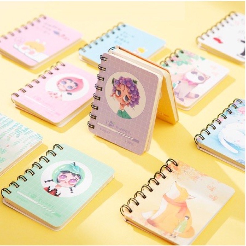 Notebook Ring Motif Karakter Buku Tulis Mini Binder Mini Memo Catatan Motif Kartun