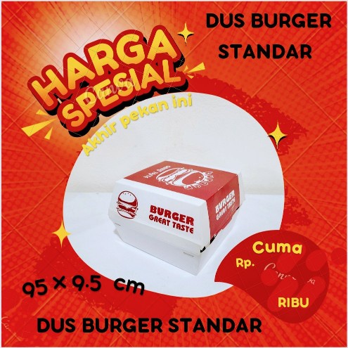 

Box Kardus Burger Standar 50pcs - Dus kemasan Burger 50pcs