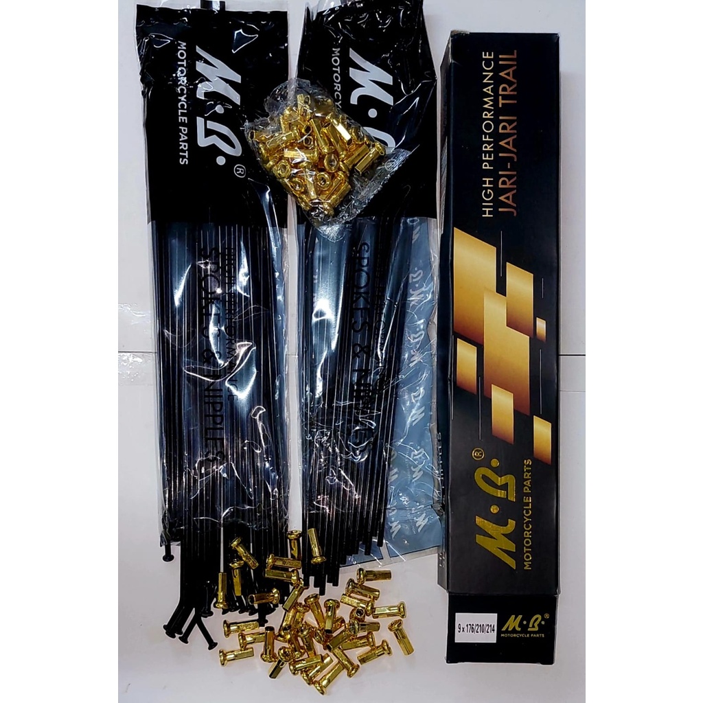 M.B. Jari jari Set Depan Belakang 9G X 176/210/214 Motor Kawasaki KLX 150 Ring 19-16