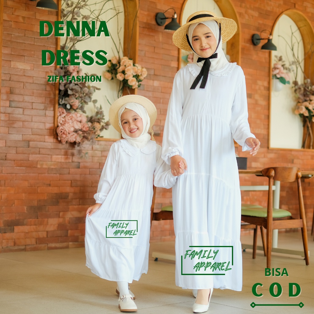 Denna Dress Gamis Polos Anak Jumbo Daster Twill Putih Zifa Fashion