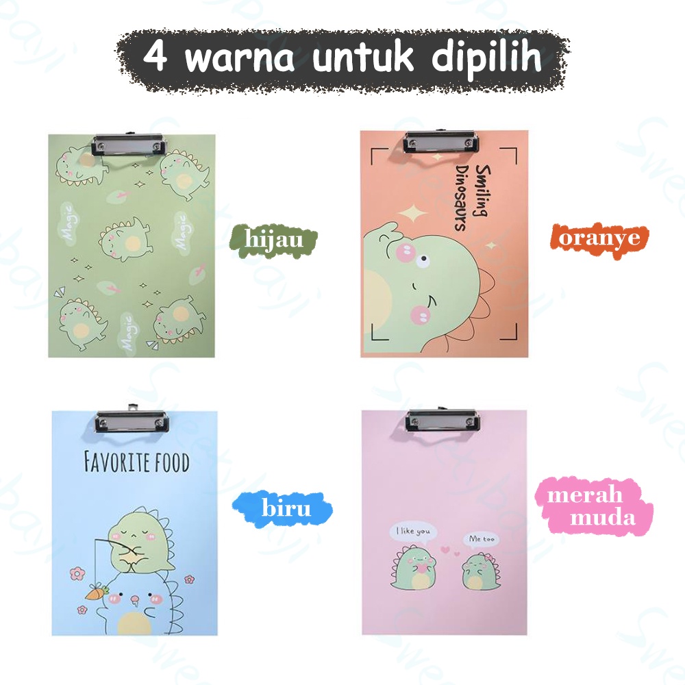 SweetyBayi Papan Jalan A4 Papan ujian aesthetic Alas ujian papan clipboard DINO