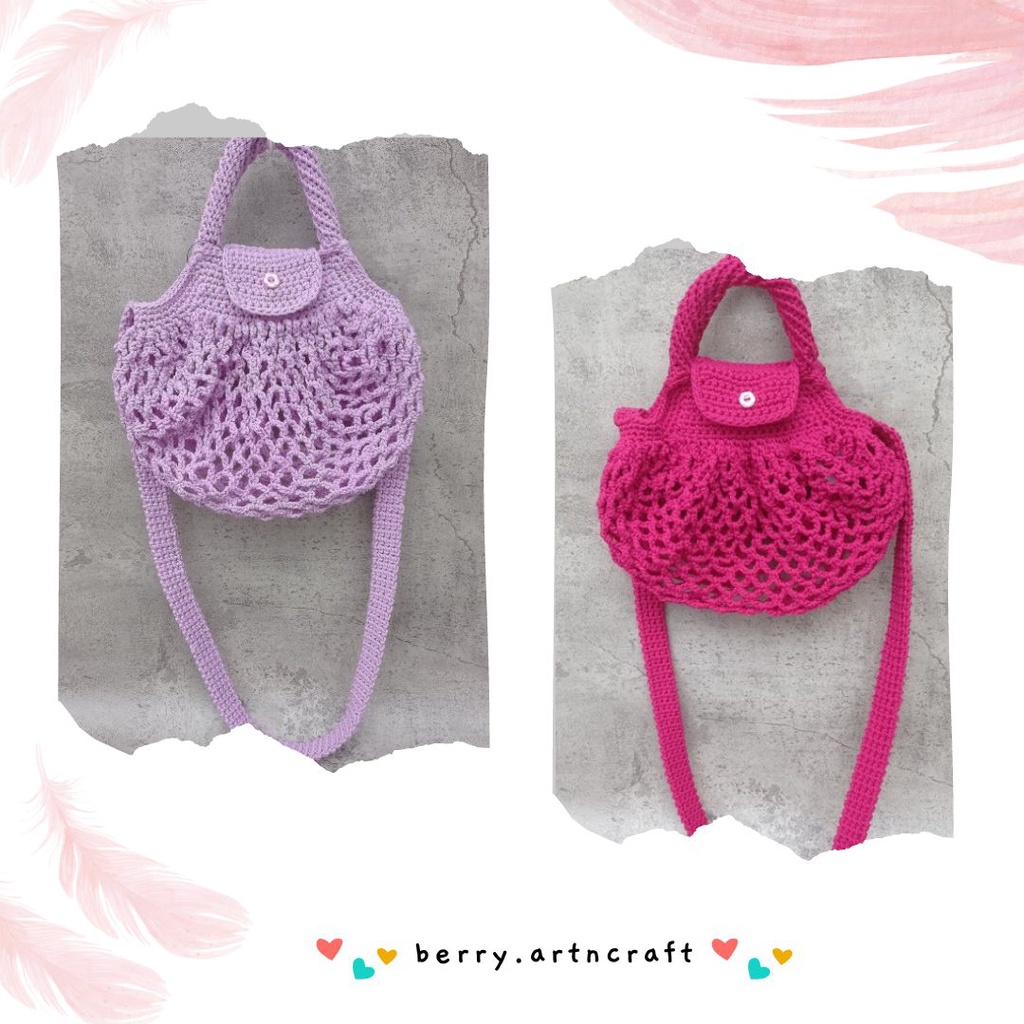 Lonkcem Crochet Bag/Tas Rajut/Handmade Rajutan/Crochet Bag/Sling Crochet Bag/Sling Bag
