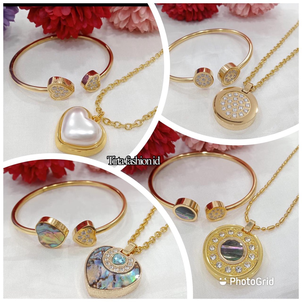 [PROMO TERBARU] 1 SET Kalung Kesehatan Quantum Pendant Permata Gold Bio Energy - Gelang + Kalung+ Box + Sertifikat Card Original