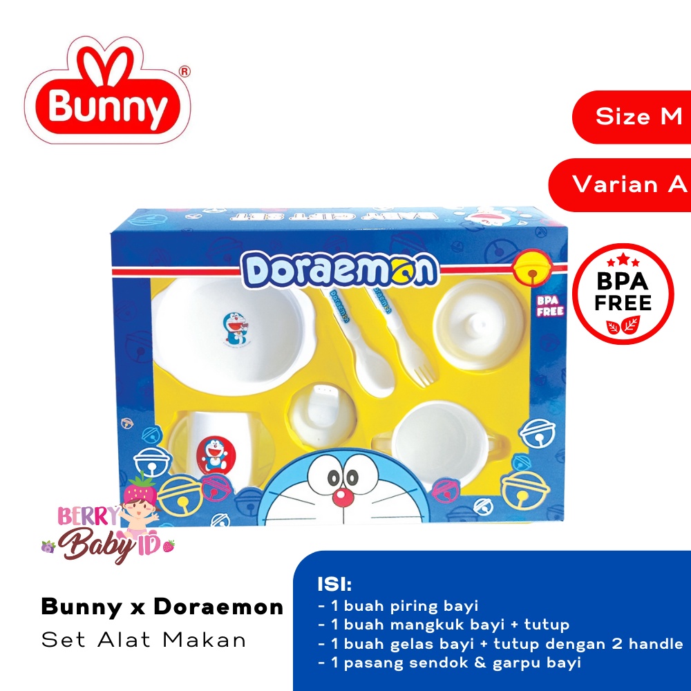 Lusty Bunny Doraemon Feeding Set Perlengkapan Makan Paket Kado Bayi Berry Mart