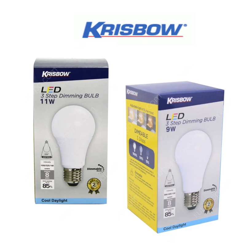 KRISBOW BOHLAM LED DIMMABLE 3 STEP 9W &amp; 11W / LAMPU LED COOL DAYLIGHT / BOHLAM