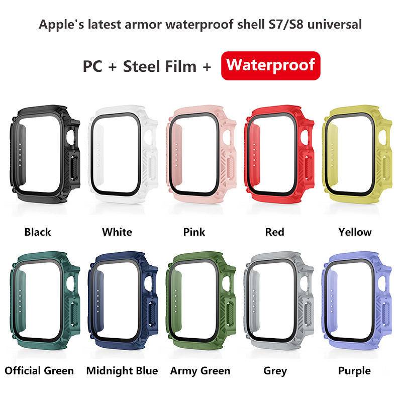 Case Pelindung Layar Tahan Air Bumper Lurus 45mm 41mm 40mm 44mm Untuk Apple Watch Seri 8 7 6 5 44mm