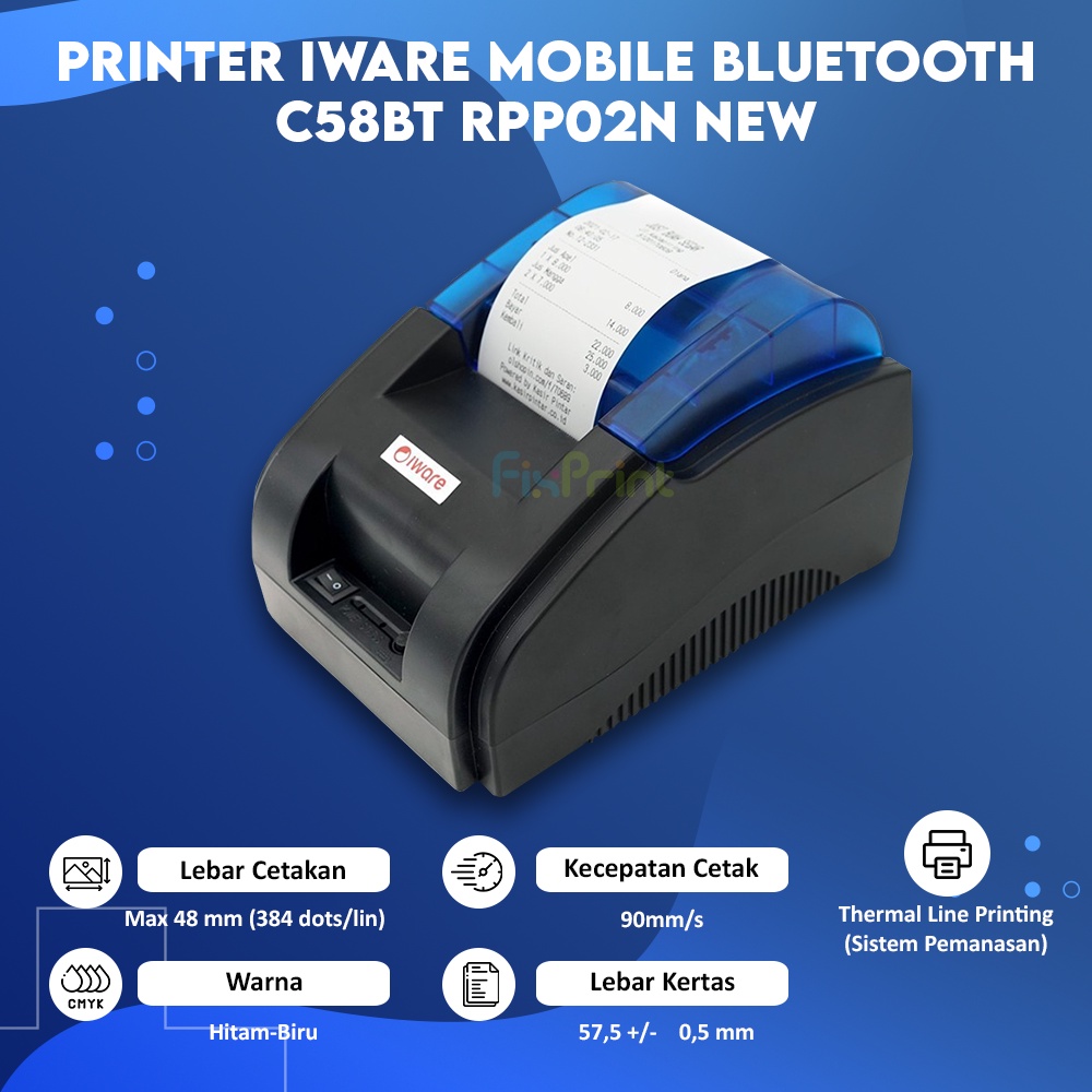 rinter Kasir Portable IWare C-58BT, Mobile Bluetooth C58BT RPP02N New