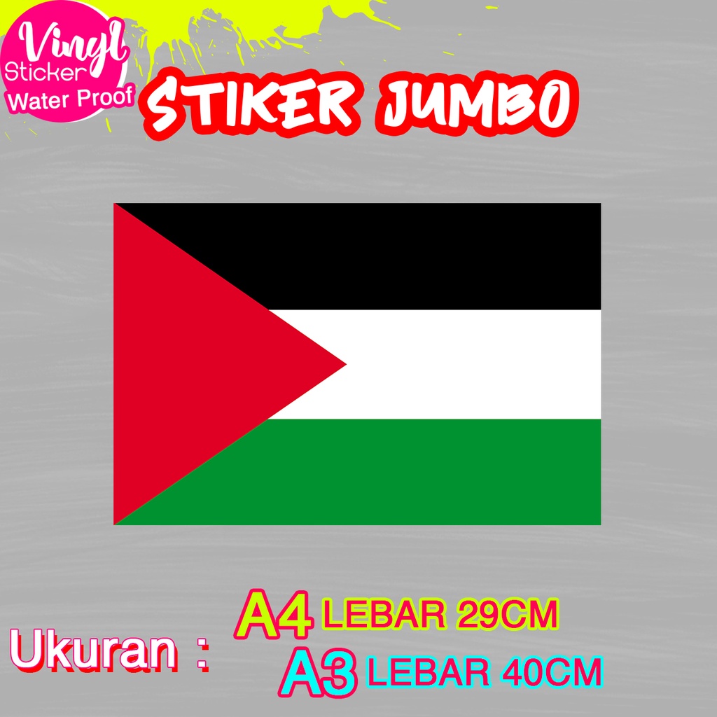 

Stiker Palestina Palestine Ukuran Jumbo Sticker Besar Size A4 A3 Vinyl Satuaan Motif Bendera Negara Dunia Bahan Anti Air