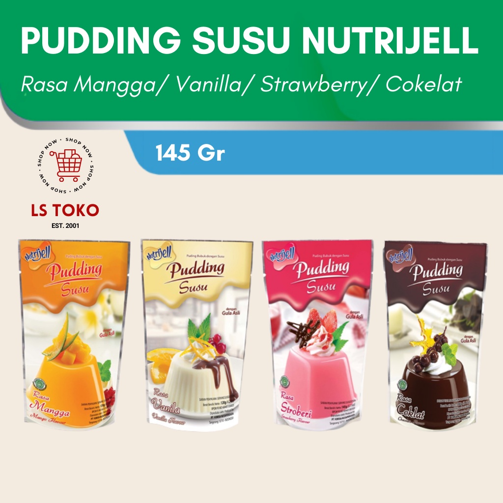 

PUDING SUSU NUTRIJELL RASA VANILA/COKLAT/STRAWBERRY/MANGGA 145Gr