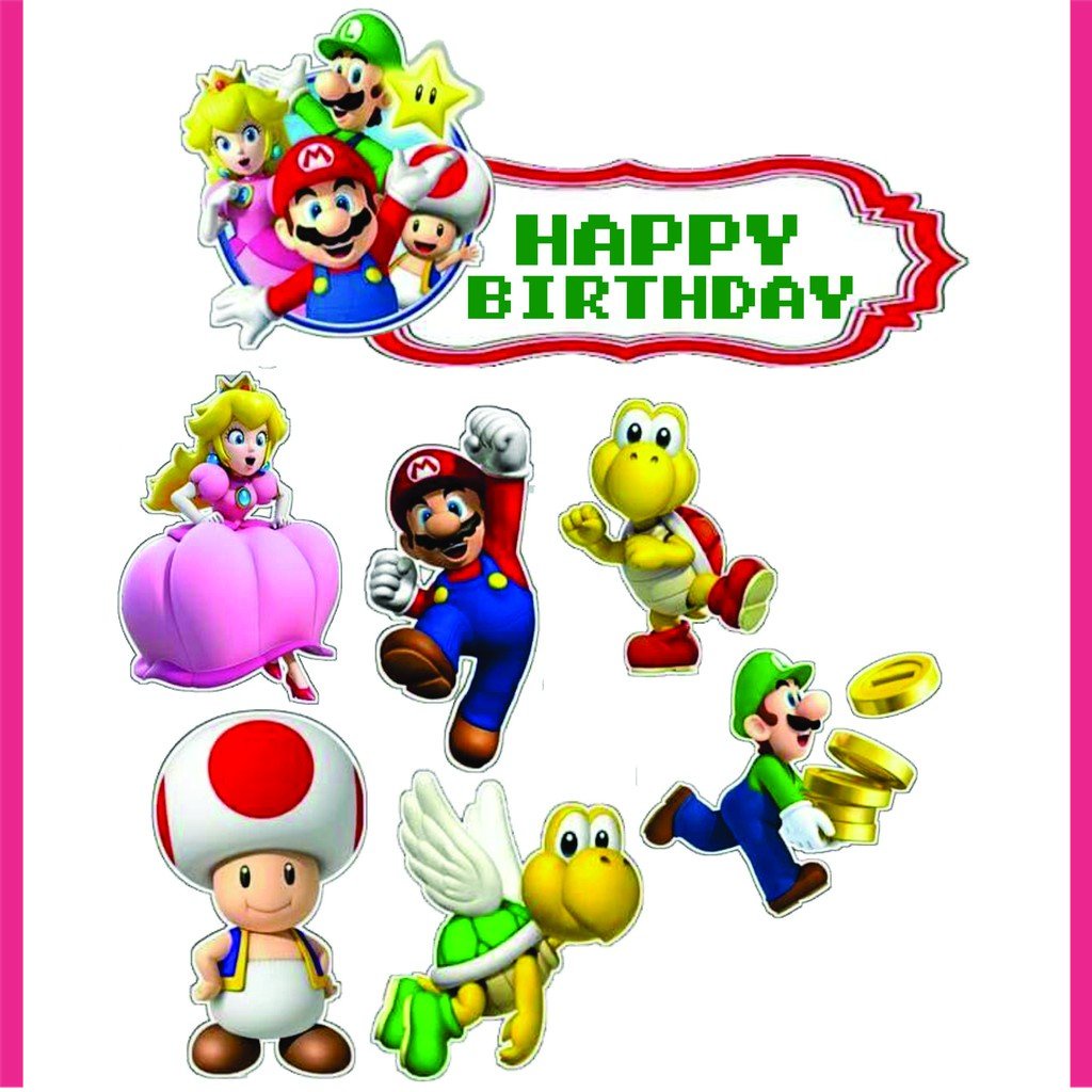 

BIGBAG TOPPER CAKE ULANG TAHUN / HIASAN KUE MARIO BROSS