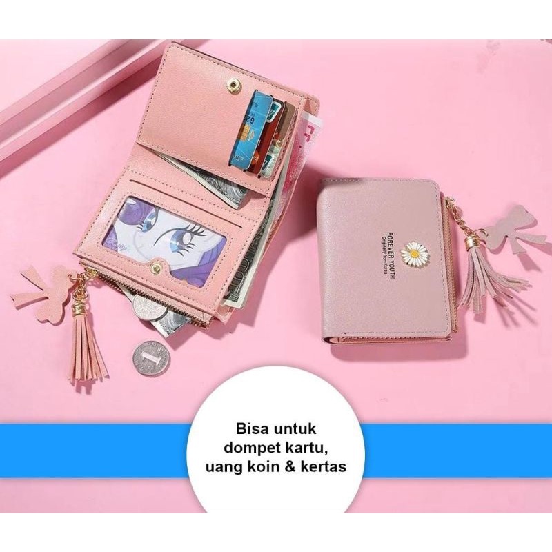 Medan Termurah KD19 Dompet Lipat Wanita Motif Bunga Daisy Timbul Dompet Fashion Wanita import
