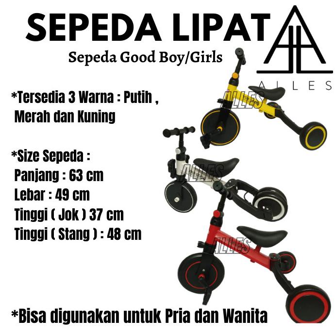 Mainan Anak Sepeda Lipat Gowes / Sepeda Anak / Sepeda Bayi - Good Boy stock ada