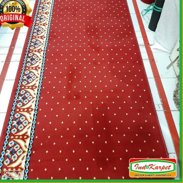 Karpet Masjid Tebal 8mm Meteran Sajadah Mushola Murah Medeena - Merah Polos M