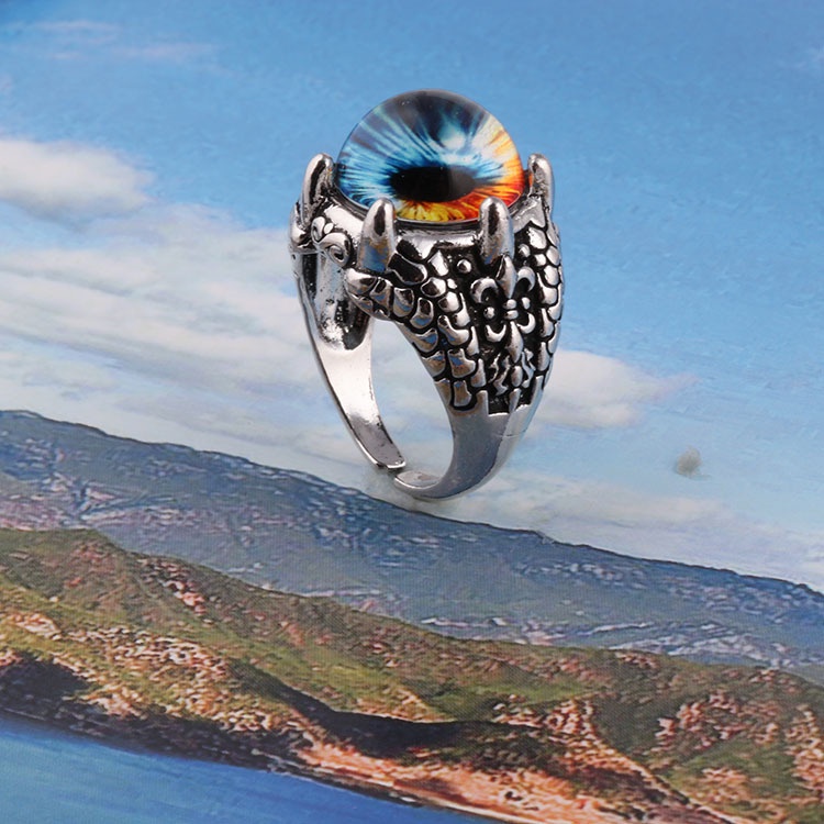 Cincin Desain Mata Iblis Gaya Retro Punk Hip-Hop Eropa Amerika Untuk Pria