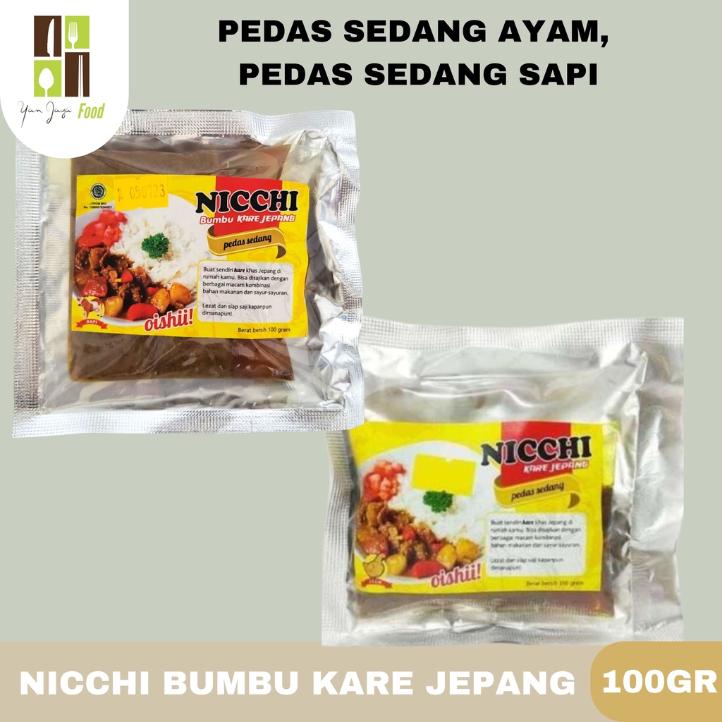 Nicchi Bumbu Kare Jepang 100gr [Tidak Pedas( Untuk anak-anak, Rasa Ayam, Rasa Sapi)/Pedas Sedang(Rasa Sapi, Rasa Ayam)]