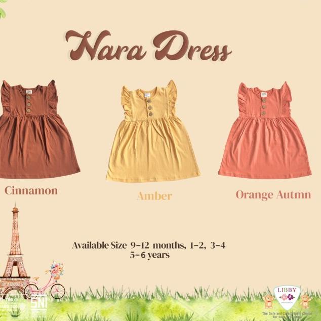 *Grosir* Libby Nara Dress Earth Color Series / Dress Bayi dan Anak 6-12 1-2 3-4 - Green Tea, 1-2 Tah