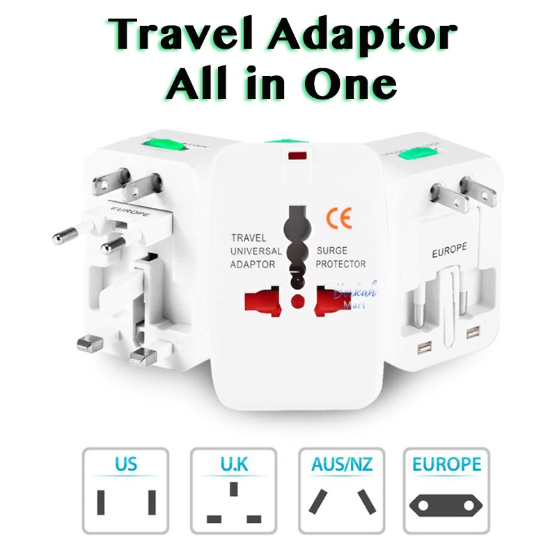 Jual ALL IN ONE INTERNASIONAL Universal Travel Adapter EU UK US AU Plug Semua Negara Steker