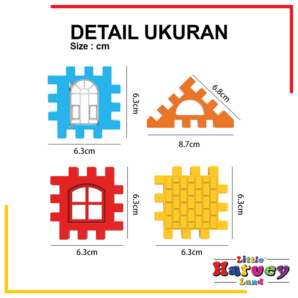 Mainan Edukasi Anak PUZZLE BLOK RUMAH Bongkar Pasang Funny Blocks Plastik Anak Laki Perempuan Balok Lego 1 2 3 Tahun SNI Brick Block Edutoys