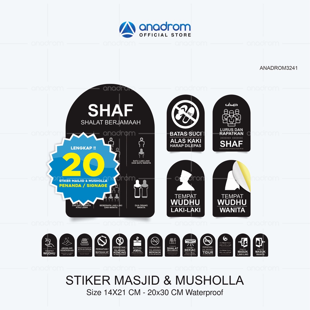 

Stiker Penanda untuk Masjid & Musholla - Black Edition I Size 14 x 21 - 20 x 30 Cm I Anadrom 3241