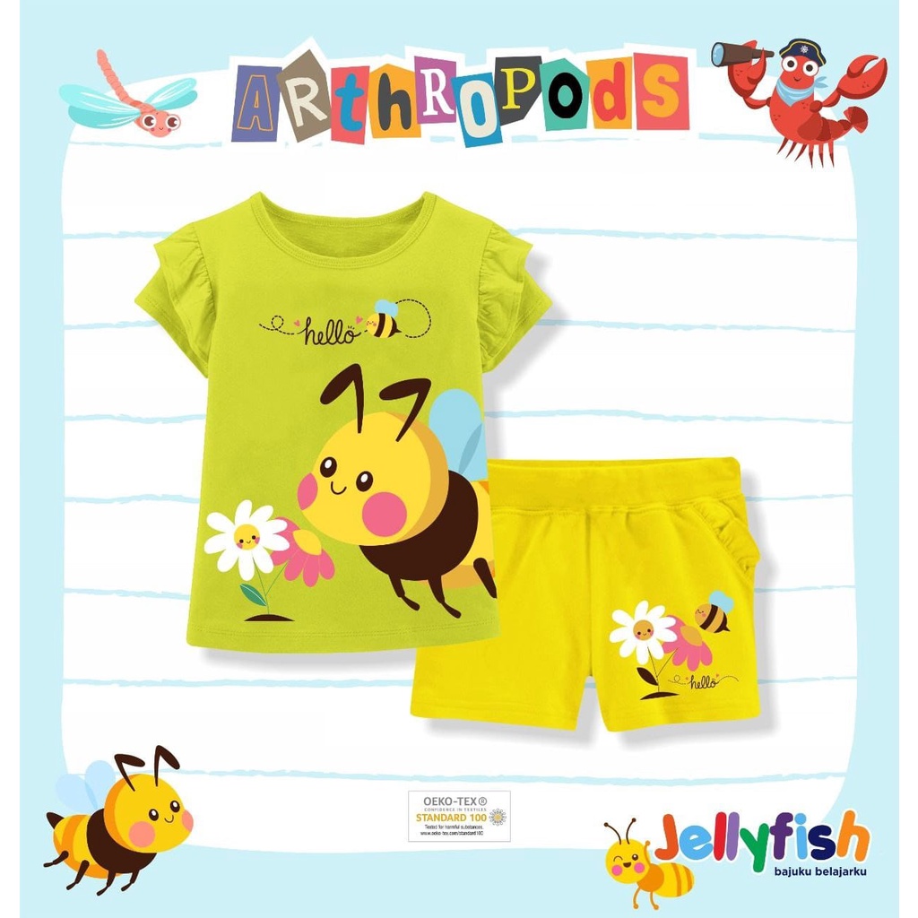 Setelan Pendek Anak Perempuan Jellyfish Arthropods - Hello