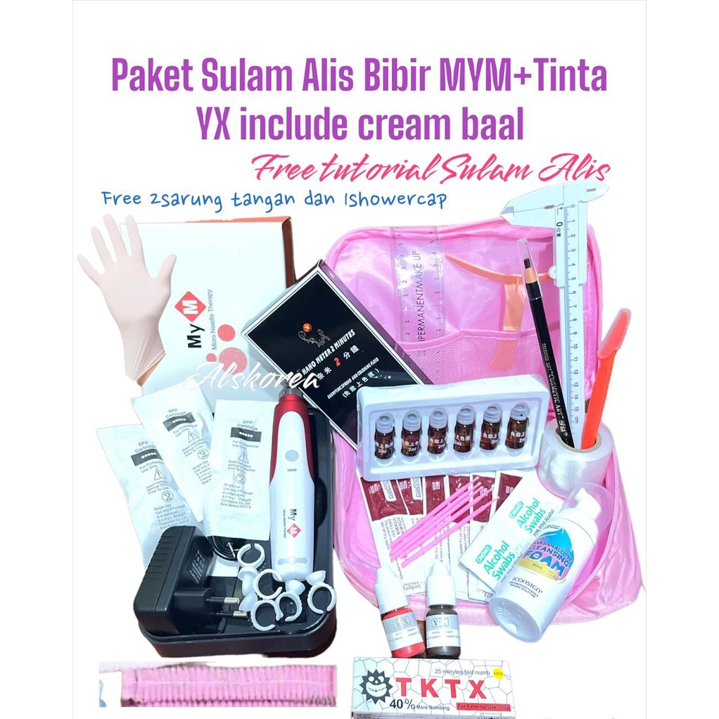 Paket Super Lengkap Mesin Dermapen MYM+ tin XY 2pcs (DISERTAI STEP SULAM ALIS) paling best seller