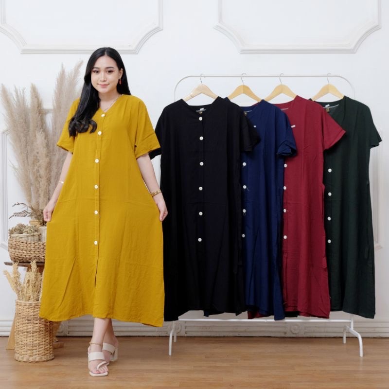 (BISA COD) Daster Andin Jumbo XXXL Rayon Kancing Aktif LD 130 cm