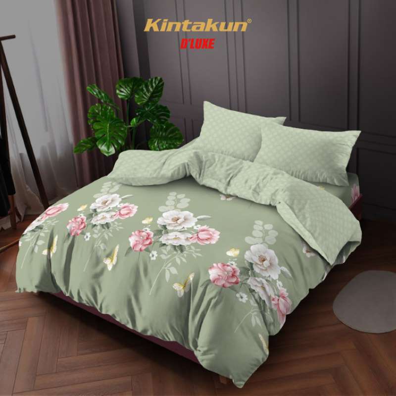 Kintakun Bedcover Set Flat 160/180 Damara Bunga Dluxe Microtex Hijau